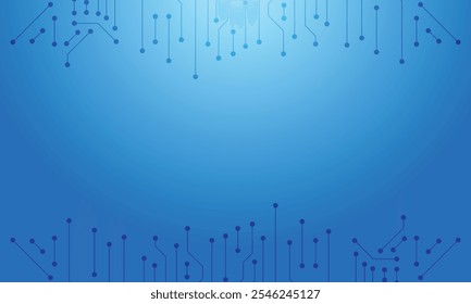 Plano de fundo da tecnologia azul da placa de circuito. Banner Futurista da Engenharia de Linhas Eletrônicas. Linhas de placa de circuito Blue Tech abstratas