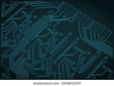 El plano de la placa de circuito cierra la Ilustración vectorial estilizada