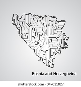 Circuit board Bosnia and Herzegovina eps 10, vector elegant illustration