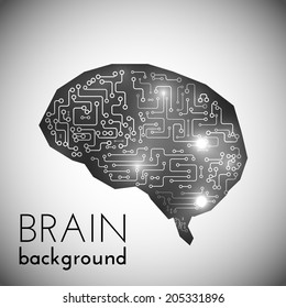 Circuit board brain background. Vector eops