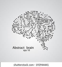Circuit Board Brain Eps 10, Vector Illustration