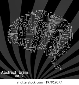 Circuit Board Brain Eps 10, Vector Illustration