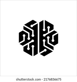 placa de circuito y signo vectorial de diseño de logotipo cerebral