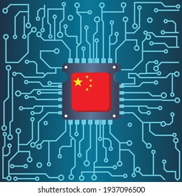 Circuit board with china flag vector background