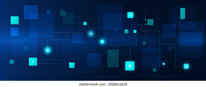 circuit board and chip computer electronic or electrical line on blue engineering technology concept vector panorama background