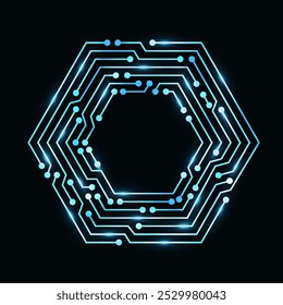Circuit board circle frame. Abstract digital round frame, hardware board and electronic motherboard pattern vector. Programming science, computer system element