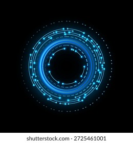 Leiterplattenkreisrahmen. Abstrakter digitaler Rundrahmen, Hardware-Platine und elektronischer Motherboard-Mustervektor. Programmierwissenschaft, Computersystemelement