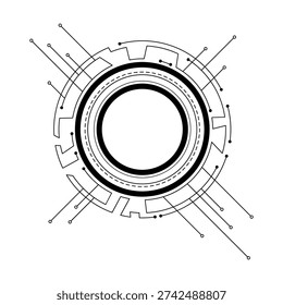 Circuit board circle frame. Abstract digital round frame, hardware board and electronic motherboard pattern vector. Programming science, computer system element