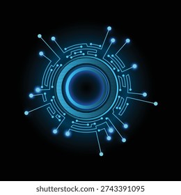 Circuit board circle frame. Abstract digital round frame, hardware board and electronic motherboard pattern vector. Programming science, computer system element