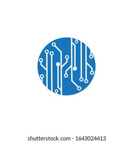 tarjeta de circuitos en el icono de círculo.tecnología logo diseño de plantilla símbolo icono vector-vector