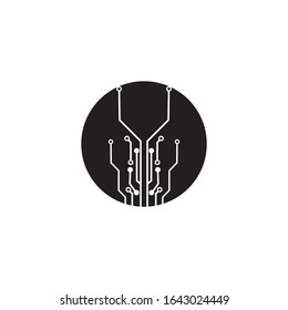 circuit board  in the circle icon.technology logo design template symbol icon vector-vector
