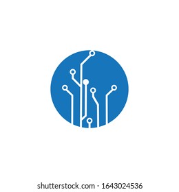 circuit board  in the circle icon.technology logo design template symbol icon vector-vector