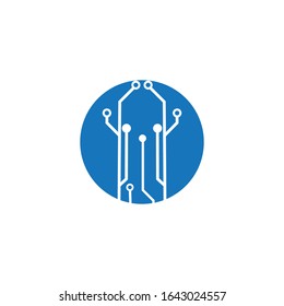 circuit board  in the circle icon.technology logo design template symbol icon vector-vector