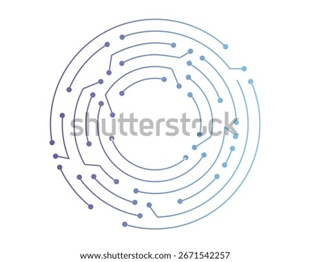 Circuit board circle line dots connection. Motherboard electronic technology data, electrical board, cpu. Programming science, computer system elements