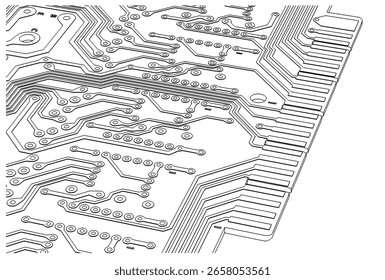 Circuit board close up stylized vector illustration