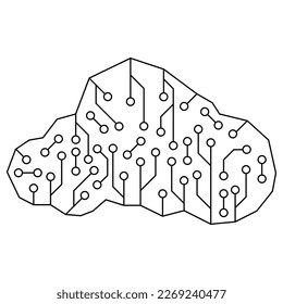 Circuit board with cloud computing system. Concept cloud management with artificial intelligence. technology background.