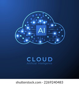 Circuit board with cloud computing system. Concept cloud management with artificial intelligence. technology background.