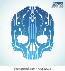 circuit board color skull