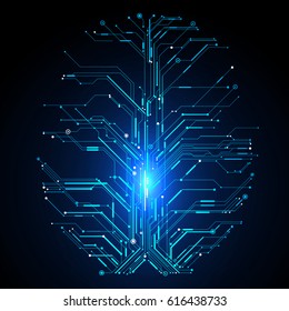 Circuit board composed of brain graphics.