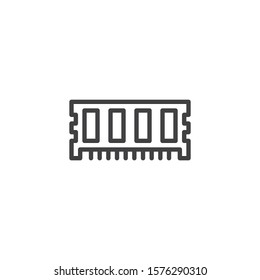 Circuit board with computer chip line icon. Microchip linear style sign for mobile concept and web design. Compute module board outline vector icon. Symbol, logo illustration. Vector graphics