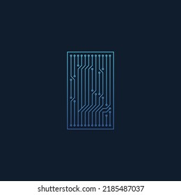 circuit board for computer company. Motherboard logo for digital symbols.