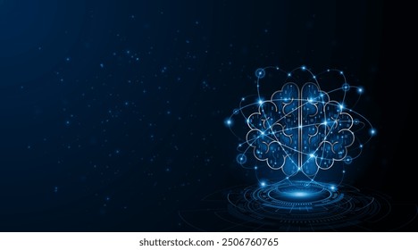 Schaltungsplatte eines neuronalen Computernetzwerks oder der elektronischen künstlichen Intelligenz. Gehirnschaltungstechnik. Moderne Technologie - Innovationskonzept - Hintergrund	