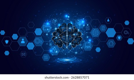 Circuit board of computer neural network or electronic artificial intelligence. Brain circuit technology. modern technology innovation concept background	