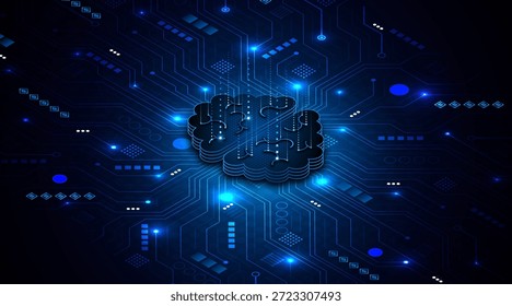Schaltungsplatte eines neuronalen Computernetzwerks oder der elektronischen künstlichen Intelligenz. Gehirnschaltungstechnik. Moderne Technologie - Innovationskonzept - Hintergrund