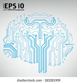 Circuit board computer style brain vector technology background. EPS10 illustration with abstract circuit brain