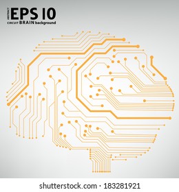Circuit board computer style brain vector technology background. EPS10 illustration with abstract circuit brain