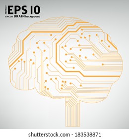 Circuit board computer style brain vector technology background. EPS10 illustration with abstract circuit brain 