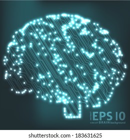 Circuit board computer style brain vector technology background. EPS10 illustration with abstract circuit brain 