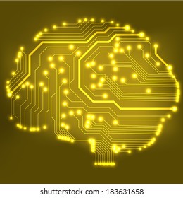Circuit board computer style brain vector technology background. EPS10 illustration with abstract circuit brain 