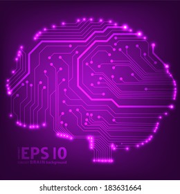 Circuit board computer style brain vector technology background. EPS10 illustration with abstract circuit brain 