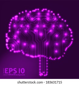 Circuit board computer style brain vector technology background. EPS10 illustration with abstract circuit brain 