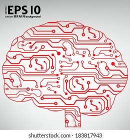 Circuit board computer style brain vector technology background. EPS10 illustration with abstract circuit brain 