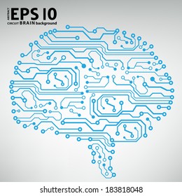 Circuit board computer style brain vector technology background. EPS10 illustration with abstract circuit brain 