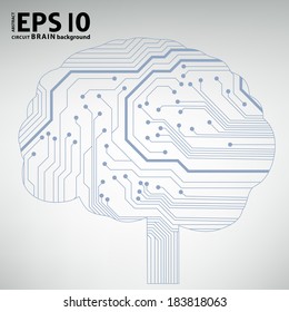 Circuit board computer style brain vector technology background. EPS10 illustration with abstract circuit brain 