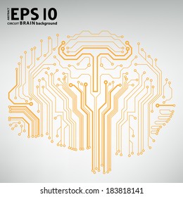 Circuit board computer style brain vector technology background. EPS10 illustration with abstract circuit brain 