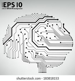 Circuit board computer style brain vector technology background. EPS10 illustration with abstract circuit brain 