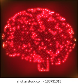 Circuit board computer style brain vector technology background. EPS10 illustration with abstract circuit brain  