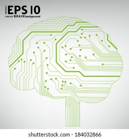 Circuit board computer style brain vector technology background