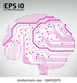 Circuit board computer style brain vector technology background