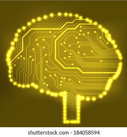Circuit board computer style brain vector technology background. EPS10 illustration with abstract circuit brain 