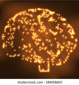 Circuit board computer style brain vector technology background. EPS10 illustration with abstract circuit brain 