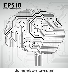 Circuit board computer style brain vector technology background. EPS10 illustration with abstract circuit brain 