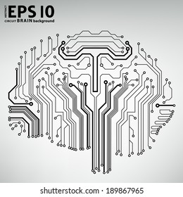 Circuit board computer style brain vector technology background. EPS10 illustration with abstract circuit brain 