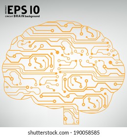 Circuit board computer style brain vector technology background. EPS10 illustration with abstract circuit brain 
