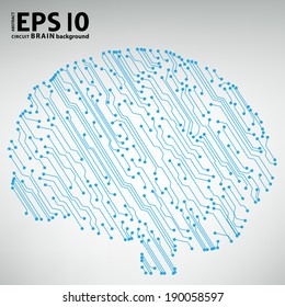 Circuit board computer style brain vector technology background. EPS10 illustration with abstract circuit brain 