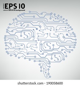 Circuit board computer style brain vector technology background. EPS10 illustration with abstract circuit brain 
